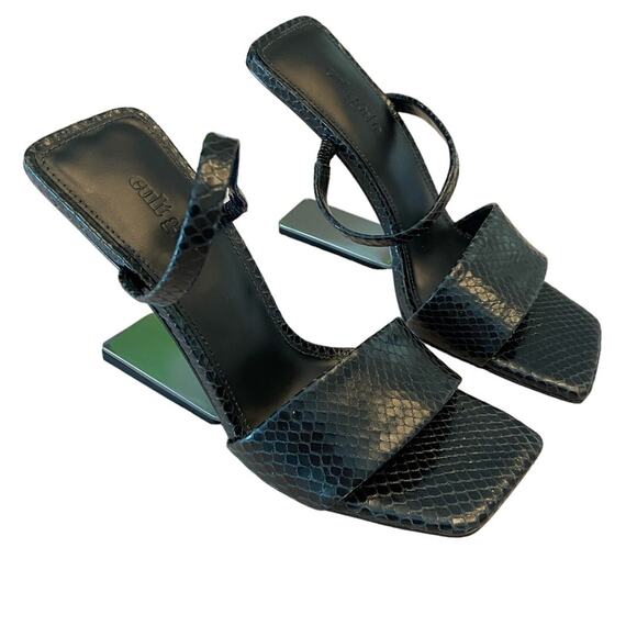 Cult Gaia Rene Cutout Sculpted Illusion Heel Sandal Square Toe Leather Size 35.5 - Picture 2 of 13